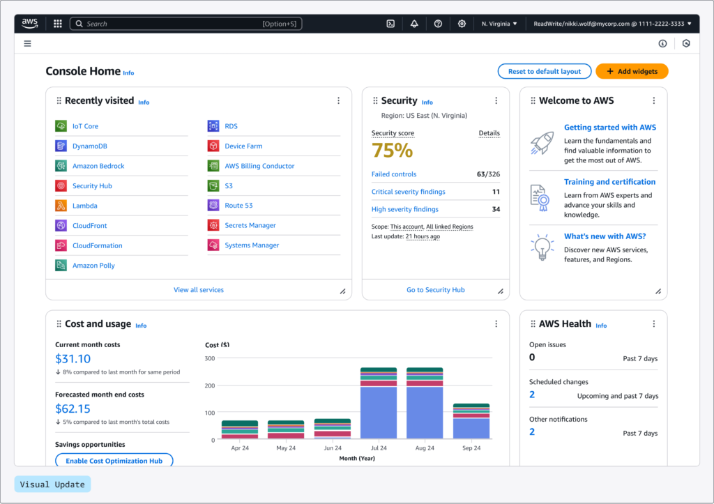 Amazon Web Services (AWS) Console visuals, AWS SageMaker Free tier